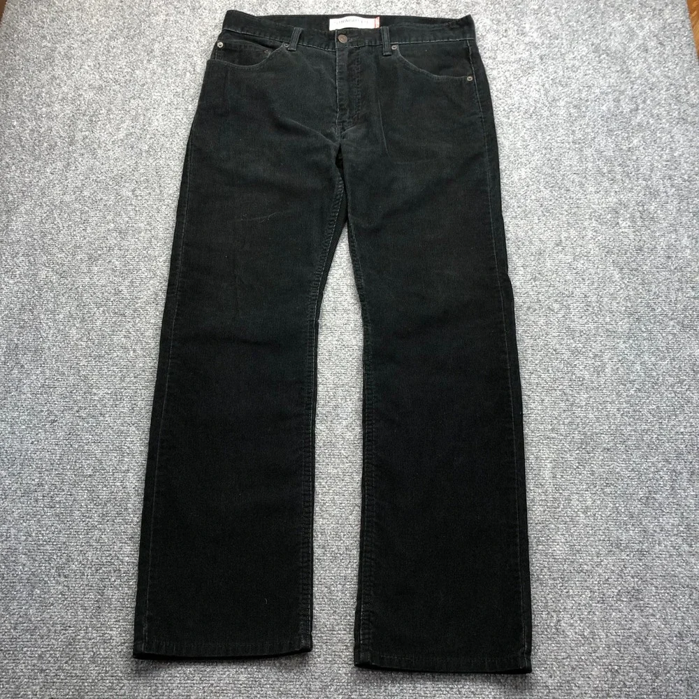 Levis 505 Straight Fit Corduroy Pants Mens Black 35x29 White Tab 5-Pocket